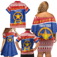 Personalized The Philippines Christmas Family Matching Off Shoulder Short Dress and Hawaiian Shirt Pilipinas Parol - Maligayang Pasko! LT14 - Polynesian Pride
