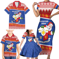 Personalized The Philippines Christmas Family Matching Short Sleeve Bodycon Dress and Hawaiian Shirt Pilipinas Parol - Maligayang Pasko! LT14 - Polynesian Pride