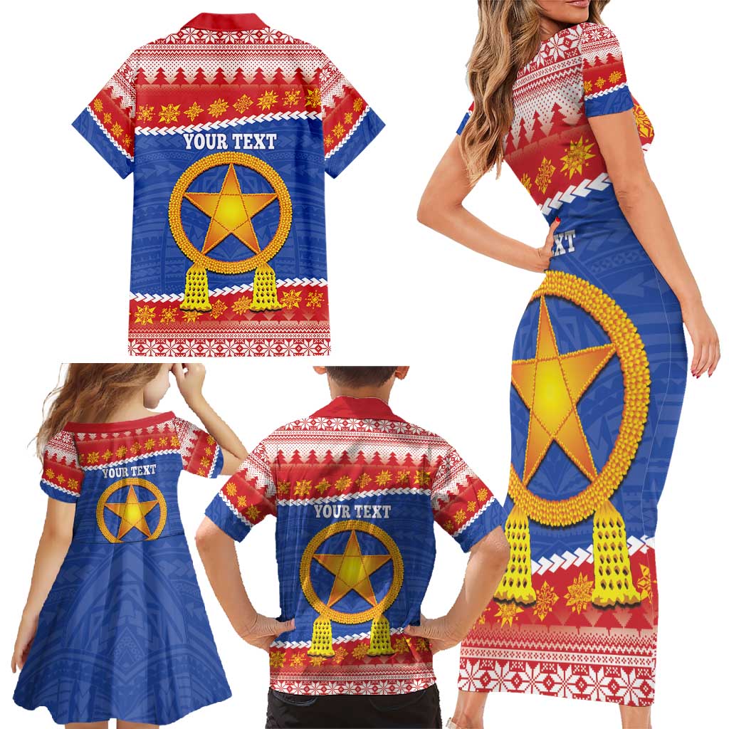 Personalized The Philippines Christmas Family Matching Short Sleeve Bodycon Dress and Hawaiian Shirt Pilipinas Parol - Maligayang Pasko! LT14 - Polynesian Pride