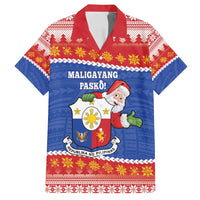 Personalized The Philippines Christmas Family Matching Tank Maxi Dress and Hawaiian Shirt Pilipinas Parol - Maligayang Pasko! LT14 Dad's Shirt - Short Sleeve Blue - Polynesian Pride