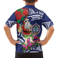 Guam Christmas Family Matching Off Shoulder Maxi Dress and Hawaiian Shirt Poinsettia With Bougainvillea - Felis Pasgua! LT14 - Polynesian Pride