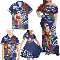 Guam Christmas Family Matching Off Shoulder Maxi Dress and Hawaiian Shirt Poinsettia With Bougainvillea - Felis Pasgua! LT14 - Polynesian Pride