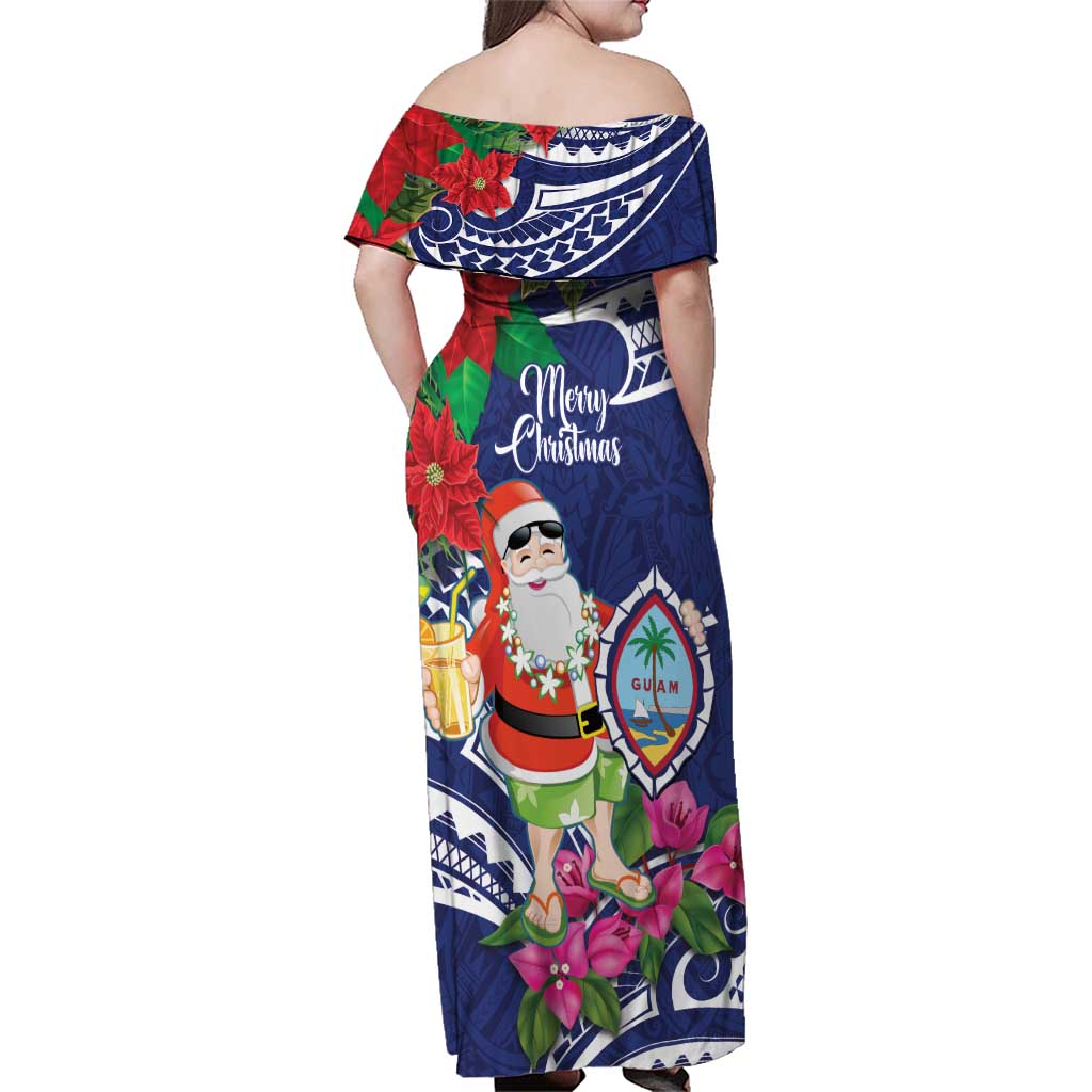 Guam Christmas Family Matching Off Shoulder Maxi Dress and Hawaiian Shirt Poinsettia With Bougainvillea - Felis Pasgua! LT14 - Polynesian Pride
