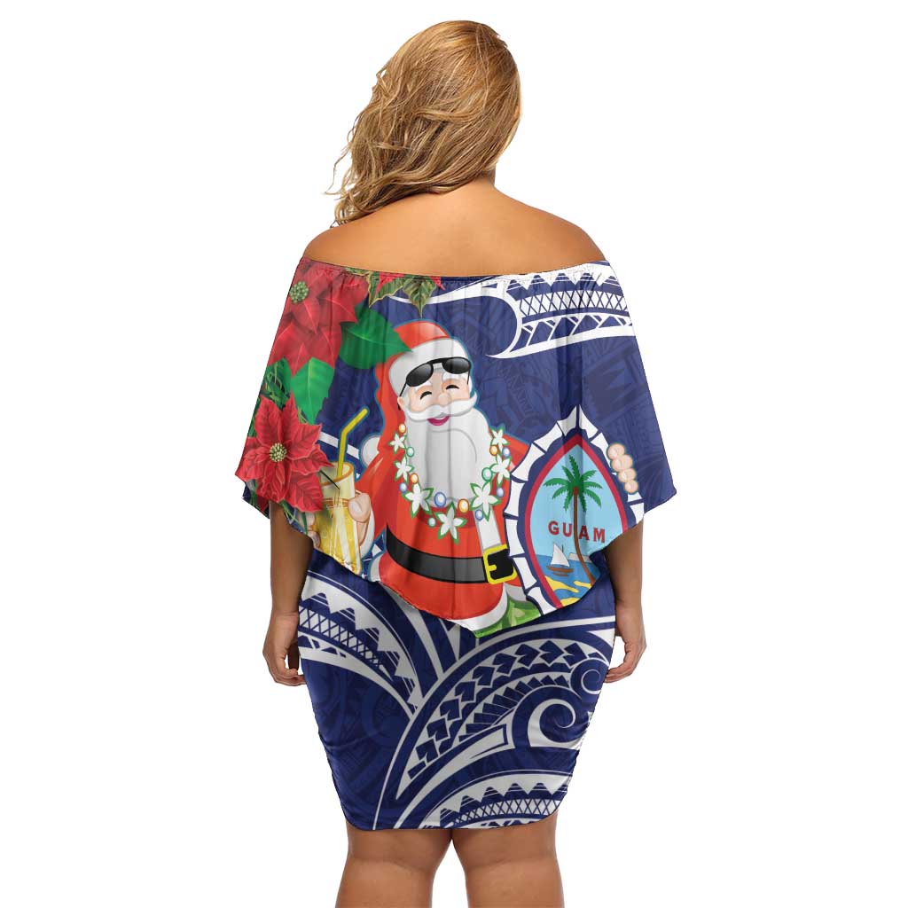 Guam Christmas Family Matching Off Shoulder Short Dress and Hawaiian Shirt Poinsettia With Bougainvillea - Felis Pasgua! LT14 - Polynesian Pride