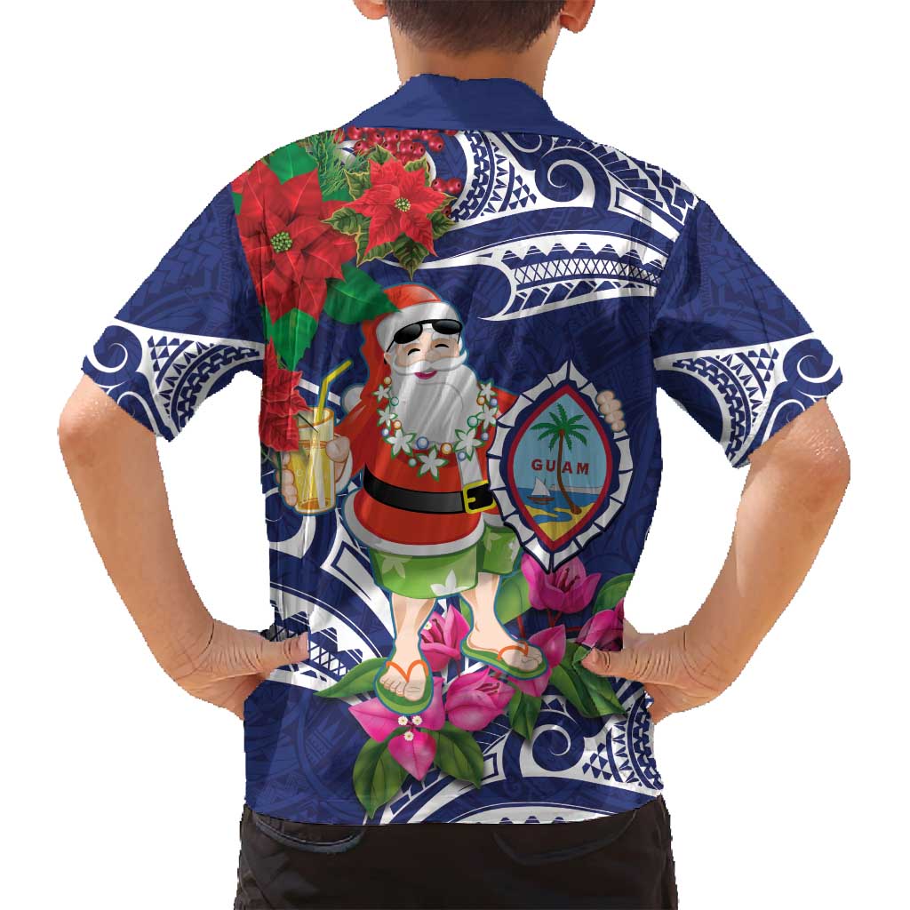 Guam Christmas Family Matching Puletasi and Hawaiian Shirt Poinsettia With Bougainvillea - Felis Pasgua! LT14 - Polynesian Pride