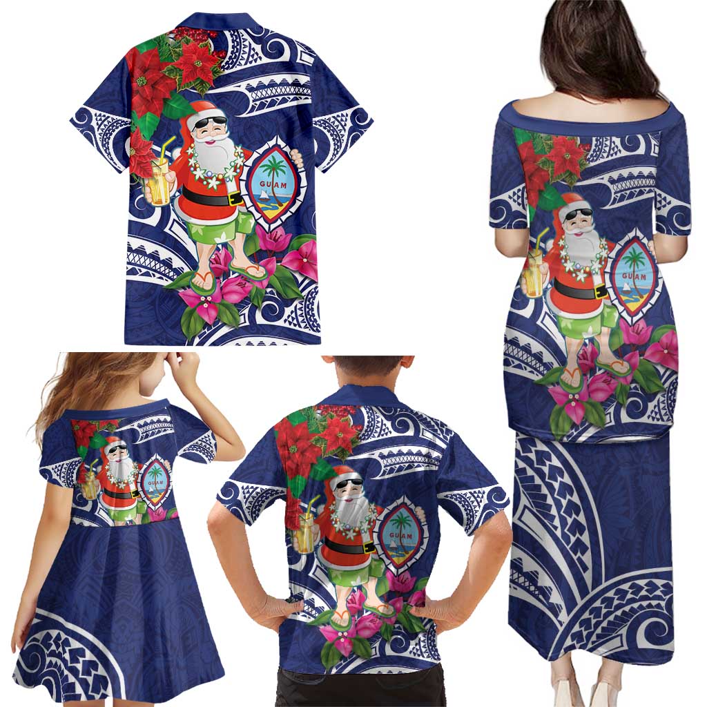 Guam Christmas Family Matching Puletasi and Hawaiian Shirt Poinsettia With Bougainvillea - Felis Pasgua! LT14 - Polynesian Pride