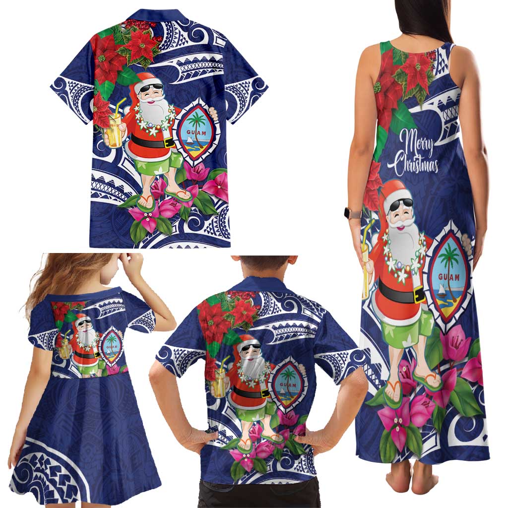 Guam Christmas Family Matching Tank Maxi Dress and Hawaiian Shirt Poinsettia With Bougainvillea - Felis Pasgua! LT14 - Polynesian Pride