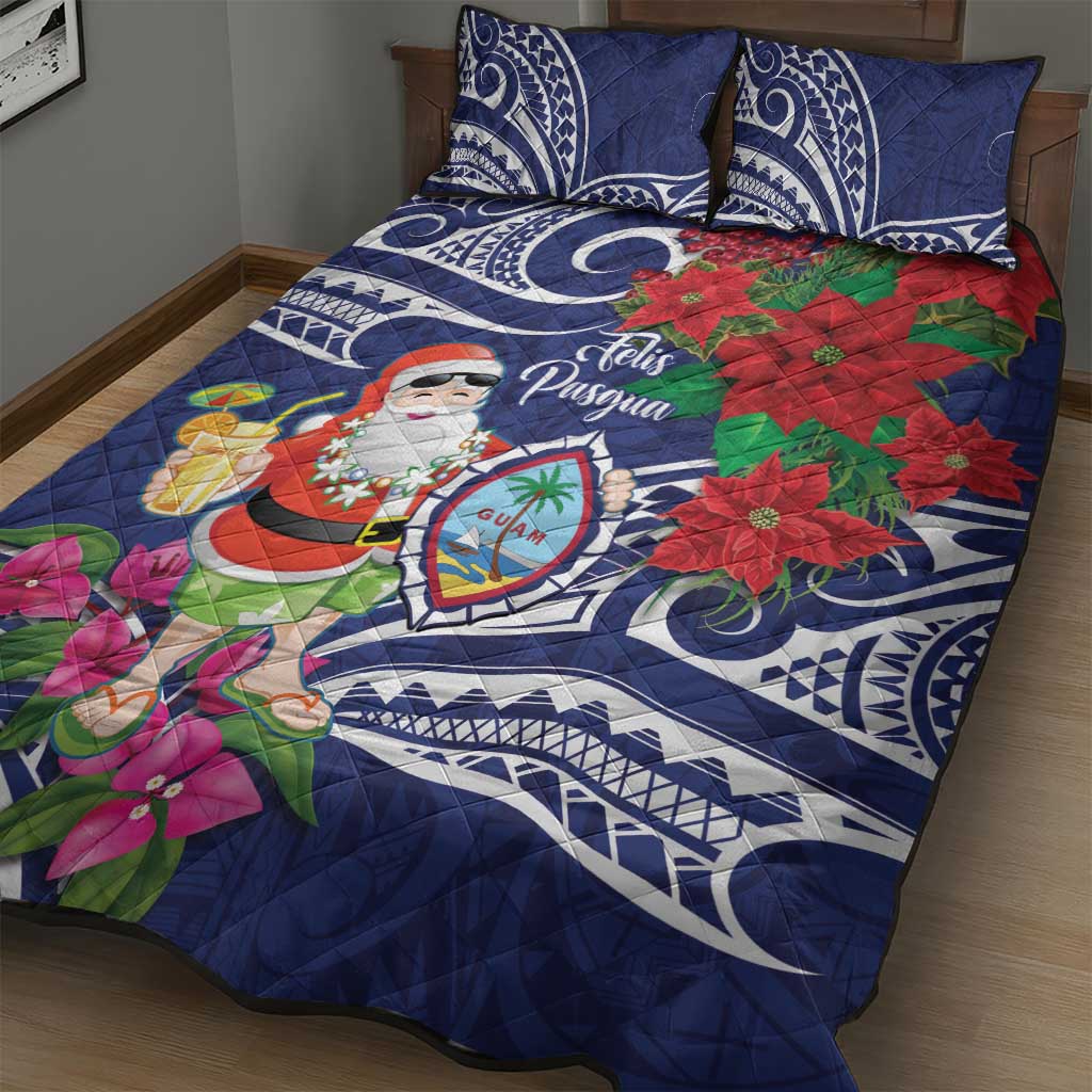 Guam Christmas Quilt Bed Set Poinsettia With Bougainvillea - Felis Pasgua!