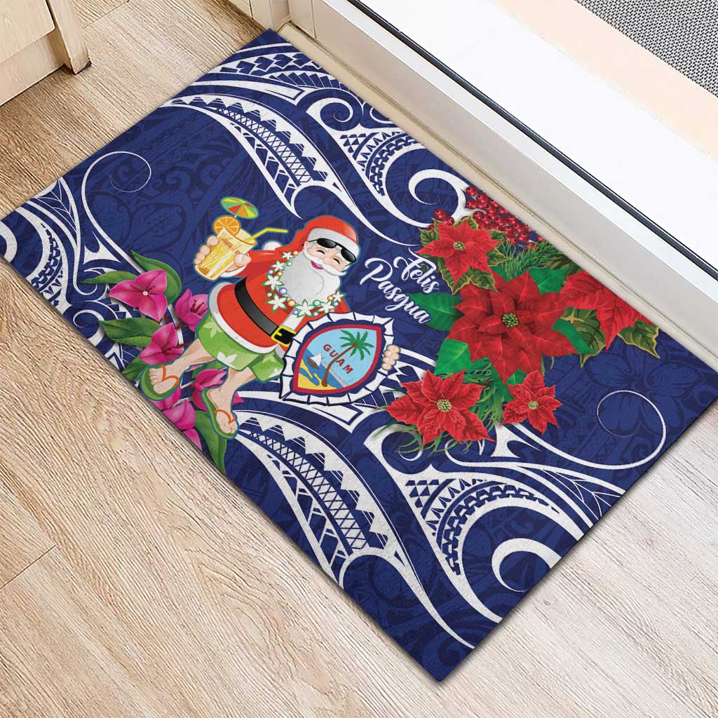 Guam Christmas Rubber Doormat Poinsettia With Bougainvillea - Felis Pasgua!