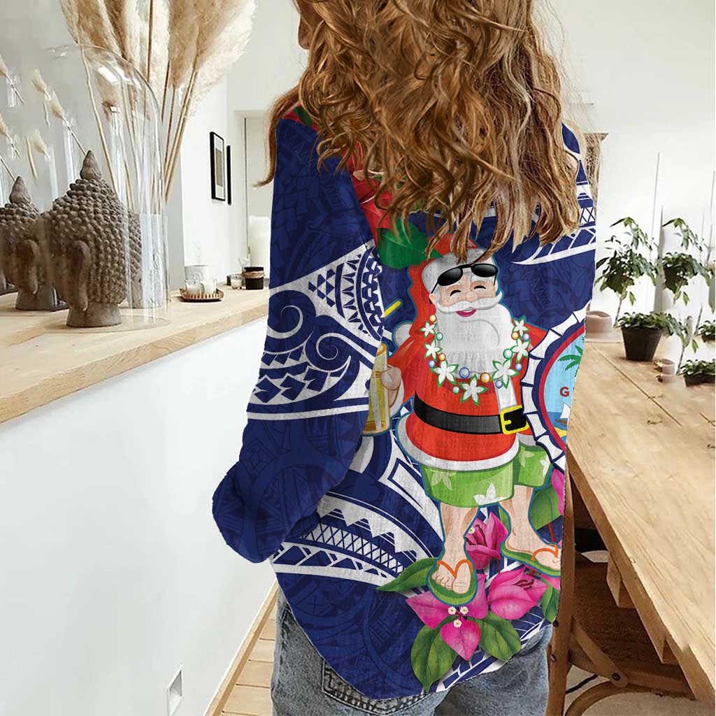 Guam Christmas Women Casual Shirt Poinsettia With Bougainvillea - Felis Pasgua! LT14 - Polynesian Pride