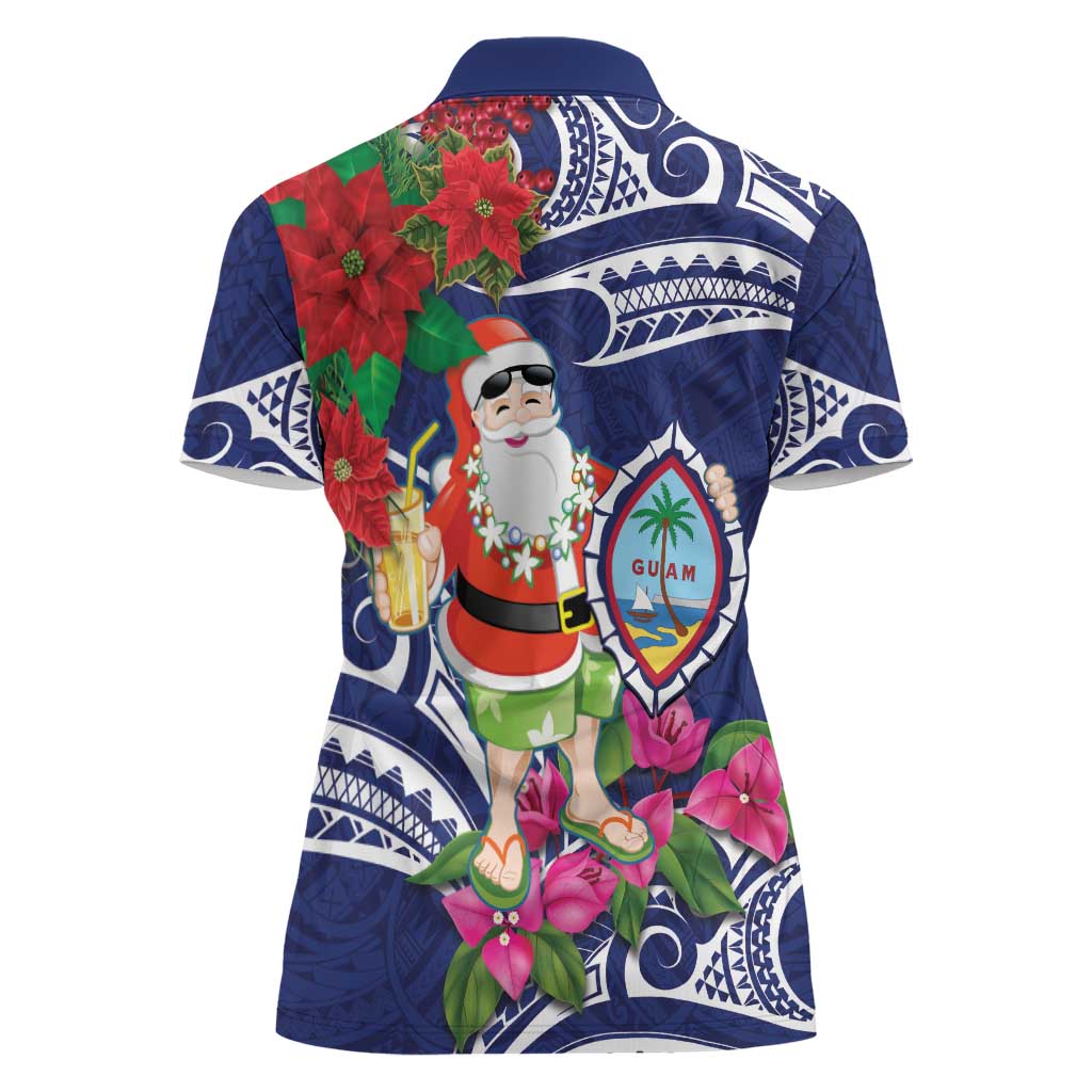 Guam Christmas Women Polo Shirt Poinsettia With Bougainvillea - Felis Pasgua! LT14 - Polynesian Pride