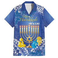 Personalised Hanukkah Jewish Festival Family Matching Long Sleeve Bodycon Dress and Hawaiian Shirt It's Lit - Polynesian Pattern LT14 Dad's Shirt - Short Sleeve Blue - Polynesian Pride