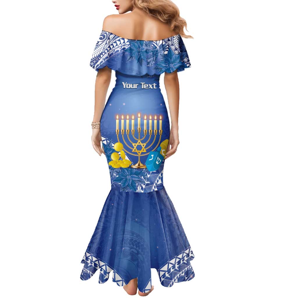 Personalised Hanukkah Jewish Festival Family Matching Mermaid Dress and Hawaiian Shirt It's Lit - Polynesian Pattern LT14 - Polynesian Pride