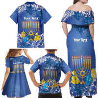 Personalised Hanukkah Jewish Festival Family Matching Off Shoulder Maxi Dress and Hawaiian Shirt It's Lit - Polynesian Pattern LT14 - Polynesian Pride