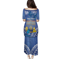 Personalised Hanukkah Jewish Festival Family Matching Puletasi and Hawaiian Shirt It's Lit - Polynesian Pattern