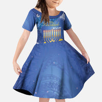 Personalised Hanukkah Jewish Festival Family Matching Summer Maxi Dress and Hawaiian Shirt It's Lit - Polynesian Pattern LT14 Daughter's Dress Blue - Polynesian Pride