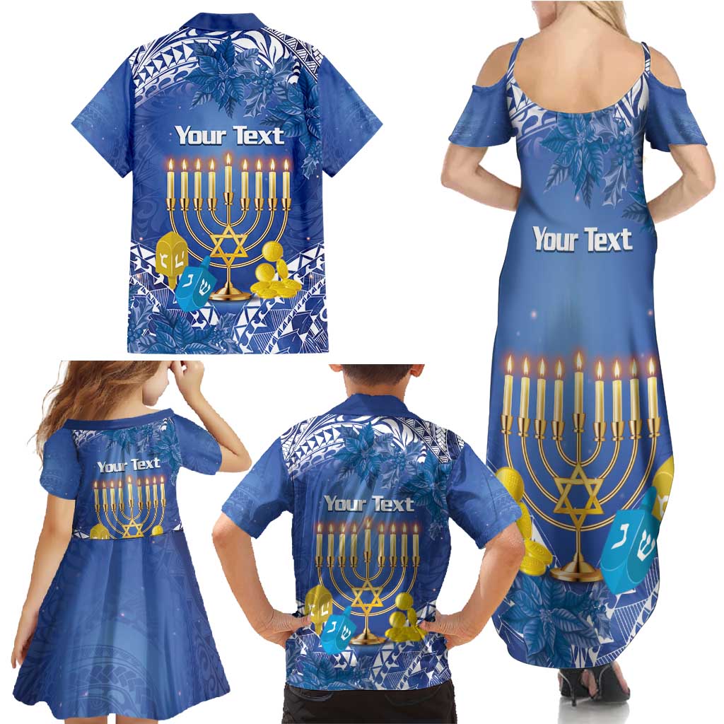 Personalised Hanukkah Jewish Festival Family Matching Summer Maxi Dress and Hawaiian Shirt It's Lit - Polynesian Pattern LT14 - Polynesian Pride