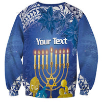 Personalised Hanukkah Jewish Festival Sweatshirt It's Lit - Polynesian Pattern