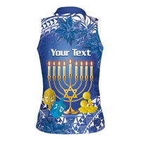 Personalised Hanukkah Jewish Festival Women Sleeveless Polo Shirt It's Lit - Polynesian Pattern