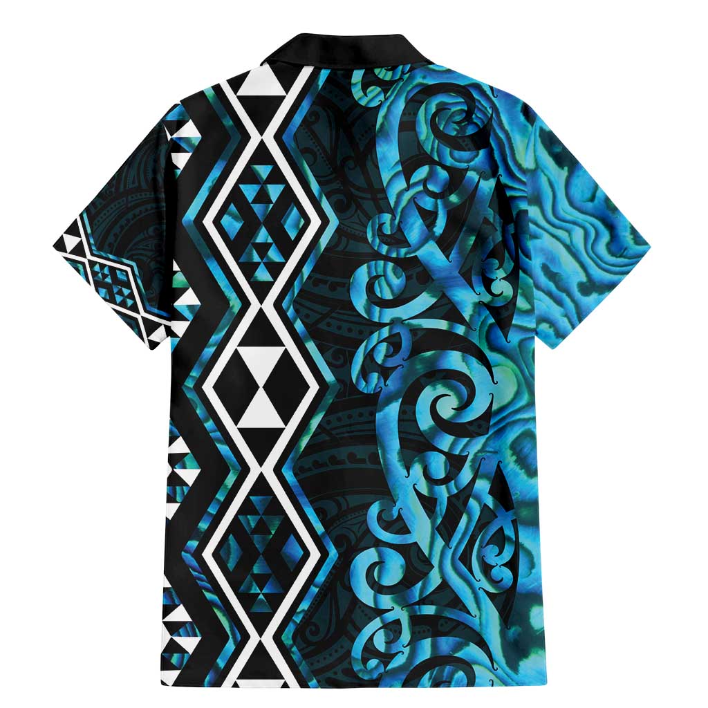 Turquoise Aotearoa Family Matching Mermaid Dress and Hawaiian Shirt Taniko Motifs With Paua Shell Kowhaiwhai LT14 - Polynesian Pride