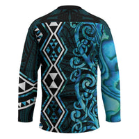 Turquoise Aotearoa Hockey Jersey Taniko Motifs With Paua Shell Kowhaiwhai - Polynesian Pride