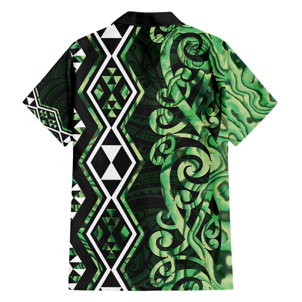 Green Aotearoa Family Matching Tank Maxi Dress and Hawaiian Shirt Taniko Motifs With Paua Shell Kowhaiwhai LT14 - Polynesian Pride