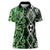 Green Aotearoa Women Polo Shirt Taniko Motifs With Paua Shell Kowhaiwhai