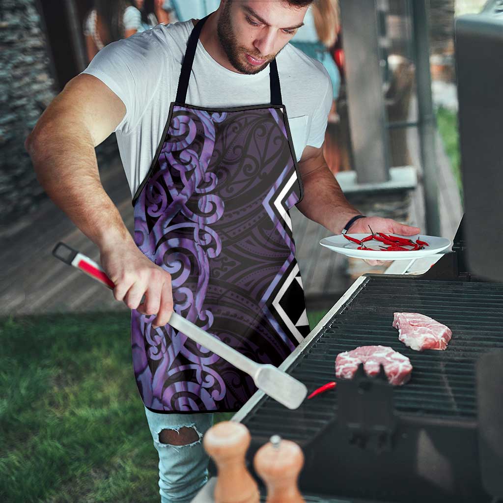 Purple Aotearoa Apron Taniko Motifs With Paua Shell Kowhaiwhai - Polynesian Pride