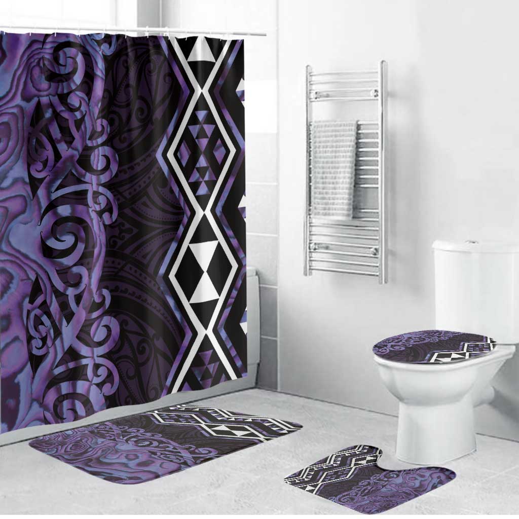 Purple Aotearoa Bathroom Set Taniko Motifs With Paua Shell Kowhaiwhai LT14 Bathroom Set (4 pcs) Purple - Polynesian Pride