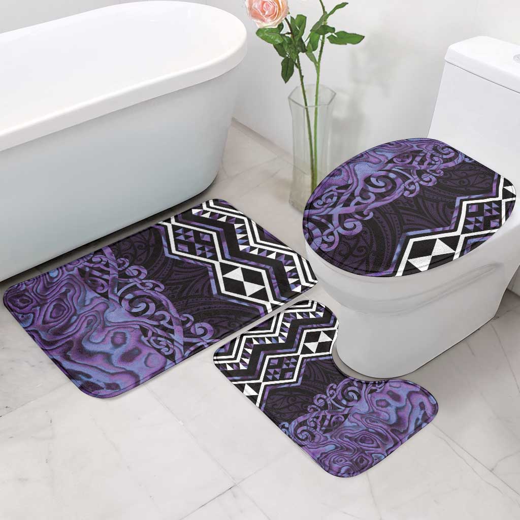 Purple Aotearoa Bathroom Set Taniko Motifs With Paua Shell Kowhaiwhai LT14 - Polynesian Pride