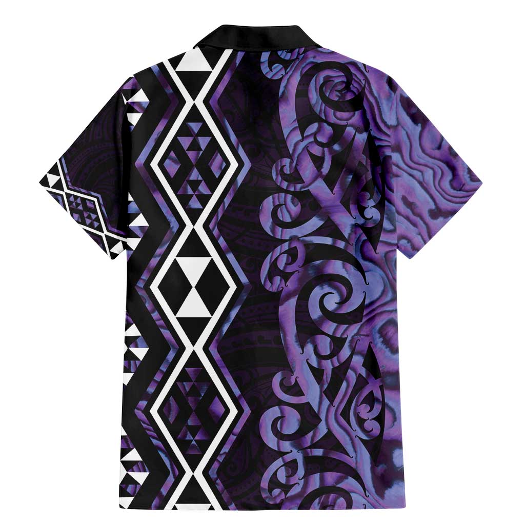 Purple Aotearoa Family Matching Mermaid Dress and Hawaiian Shirt Taniko Motifs With Paua Shell Kowhaiwhai LT14 - Polynesian Pride