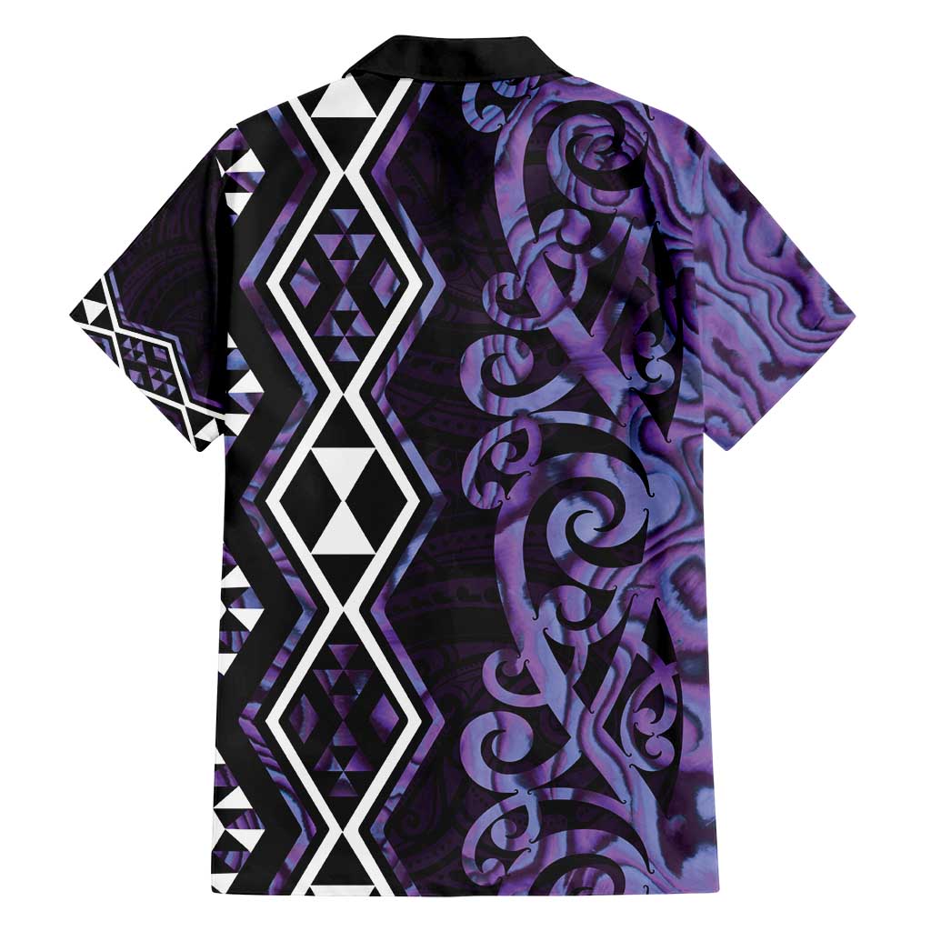 Purple Aotearoa Family Matching Summer Maxi Dress and Hawaiian Shirt Taniko Motifs With Paua Shell Kowhaiwhai LT14 - Polynesian Pride