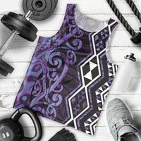 Purple Aotearoa Men Tank Top Taniko Motifs With Paua Shell Kowhaiwhai