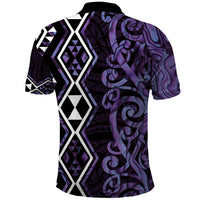 Purple Aotearoa Polo Shirt Taniko Motifs With Paua Shell Kowhaiwhai LT14 - Polynesian Pride