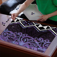 Purple Aotearoa Puzzle Taniko Motifs With Paua Shell Kowhaiwhai - Polynesian Pride