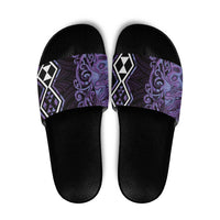 Purple Aotearoa Slide Sandals Taniko Motifs With Paua Shell Kowhaiwhai LT14 Purple - Polynesian Pride