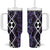 Purple Aotearoa Tumbler With Handle Taniko Motifs With Paua Shell Kowhaiwhai