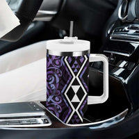Purple Aotearoa Tumbler With Handle Taniko Motifs With Paua Shell Kowhaiwhai