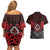 Aotearoa Kiwi Taniko Couples Matching Off Shoulder Short Dress and Hawaiian Shirt Silver Fern With Maori Koru Pattern