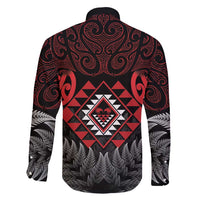 Aotearoa Kiwi Taniko Family Matching Long Sleeve Bodycon Dress and Hawaiian Shirt Silver Fern With Maori Koru Pattern LT14 - Polynesian Pride
