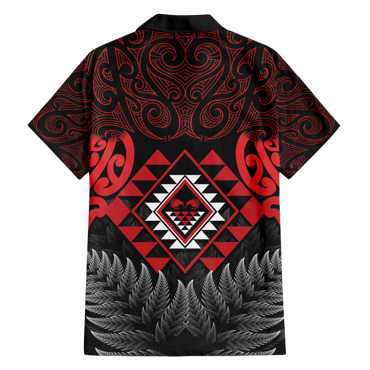 Aotearoa Kiwi Taniko Family Matching Off The Shoulder Long Sleeve Dress and Hawaiian Shirt Silver Fern With Maori Koru Pattern LT14 - Polynesian Pride