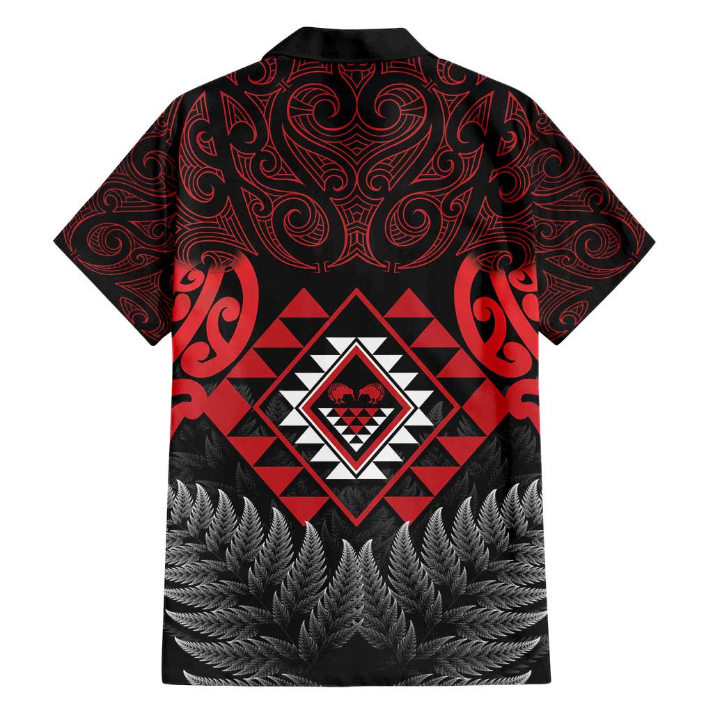 Aotearoa Kiwi Taniko Family Matching Short Sleeve Bodycon Dress and Hawaiian Shirt Silver Fern With Maori Koru Pattern LT14 - Polynesian Pride