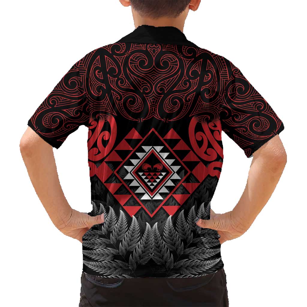 Aotearoa Kiwi Taniko Family Matching Tank Maxi Dress and Hawaiian Shirt Silver Fern With Maori Koru Pattern LT14 - Polynesian Pride