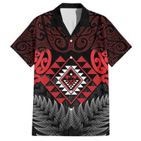 Aotearoa Kiwi Taniko Hawaiian Shirt Silver Fern With Maori Koru Pattern