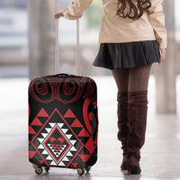 Aotearoa Kiwi Taniko Luggage Cover Silver Fern With Maori Koru Pattern