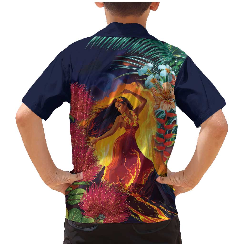 Hawaii Kilauea Big Islands Family Matching Mermaid Dress and Hawaiian Shirt Pele Goddess With Tropical Flowers LT14 - Polynesian Pride