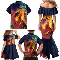 Hawaii Kilauea Big Islands Family Matching Mermaid Dress and Hawaiian Shirt Pele Goddess With Tropical Flowers LT14 - Polynesian Pride
