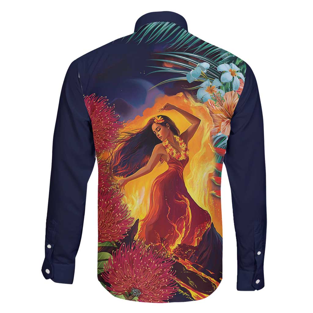Hawaii Kilauea Big Islands Family Matching Off Shoulder Maxi Dress and Hawaiian Shirt Pele Goddess With Tropical Flowers LT14 - Polynesian Pride