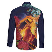 Hawaii Kilauea Big Islands Family Matching Off Shoulder Maxi Dress and Hawaiian Shirt Pele Goddess With Tropical Flowers LT14 - Polynesian Pride