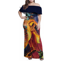 Hawaii Kilauea Big Islands Family Matching Off Shoulder Maxi Dress and Hawaiian Shirt Pele Goddess With Tropical Flowers LT14 Mom's Dress Art - Polynesian Pride